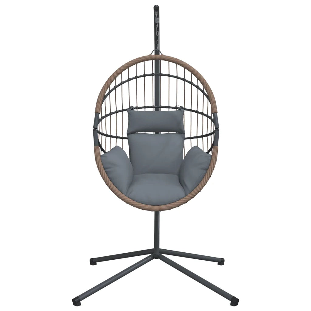 Sedia Uovo Sospesa e Supporto Grigio Chiaro Polyrattan/Acciaio