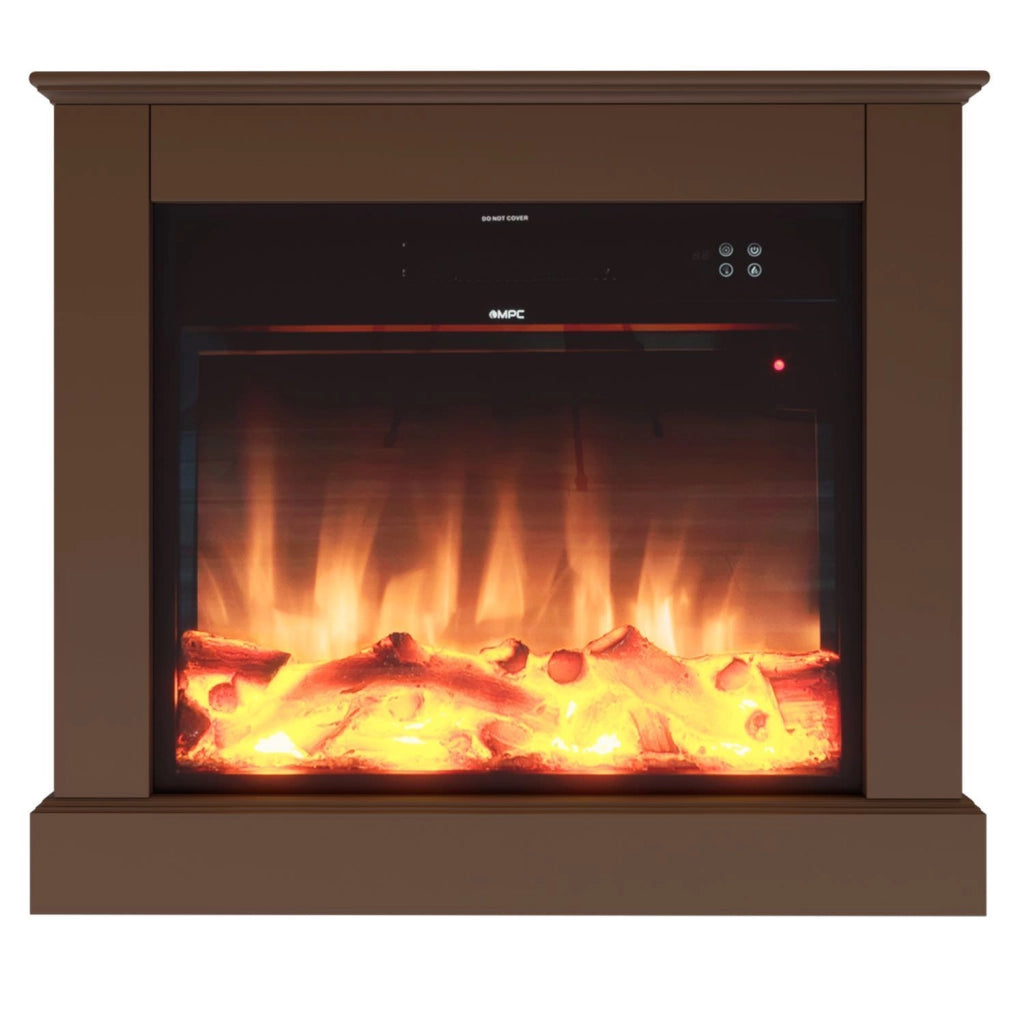 Caminetto Elettrico Mpc Camillo Xxl Marrone 75cm Legno Marrone 750w1500w Effetto Fiamma Led Realistico Termostato Automatico Modalita Solo Luce Telecomando Incluso Prodotto In Europa