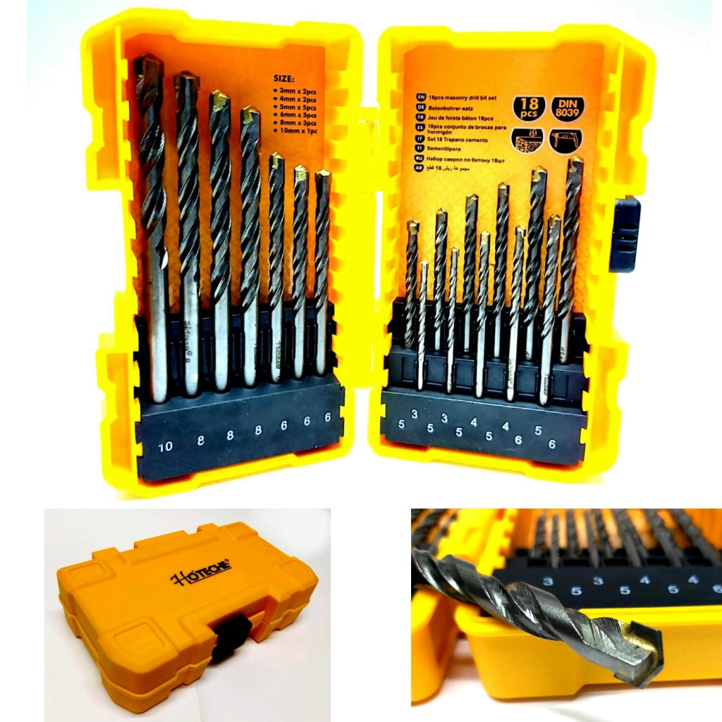 Set 18 punte trapano per muro cemento mattoni 3 - 10 mm con custodia 521003