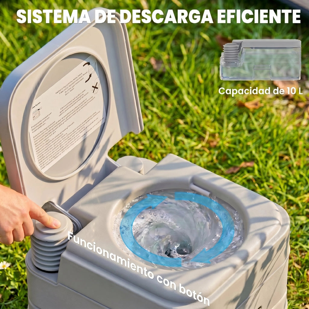 WC Portatile con Doppio Serbatoio 10L ¨C Zephmum ¨C Grigio 36x42x30 cm