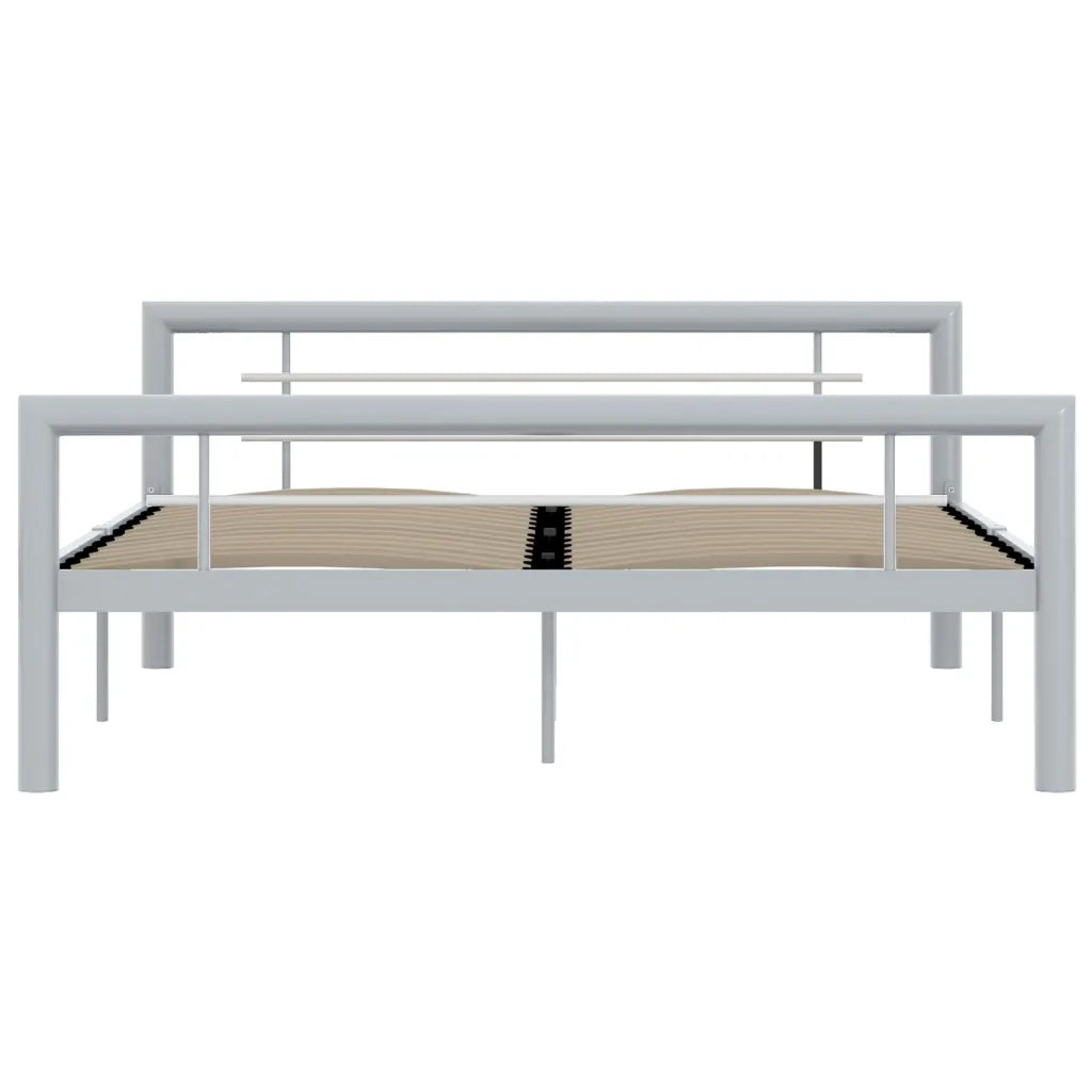 Letto matrimoniale | Letto per adulti | Giroletto Grigio e Bianco in Metallo 120x200 cm
