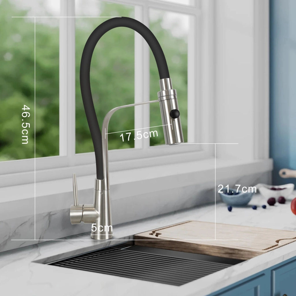 ZMH Rubinetto da cucina nero Rubinetti con doccetta da cucina girevole a 360°