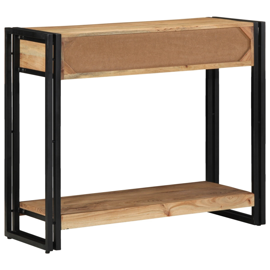 vitaXL Tavolino Consolle Nero 90x33x75 cm Legno massello di acacia e Metallo