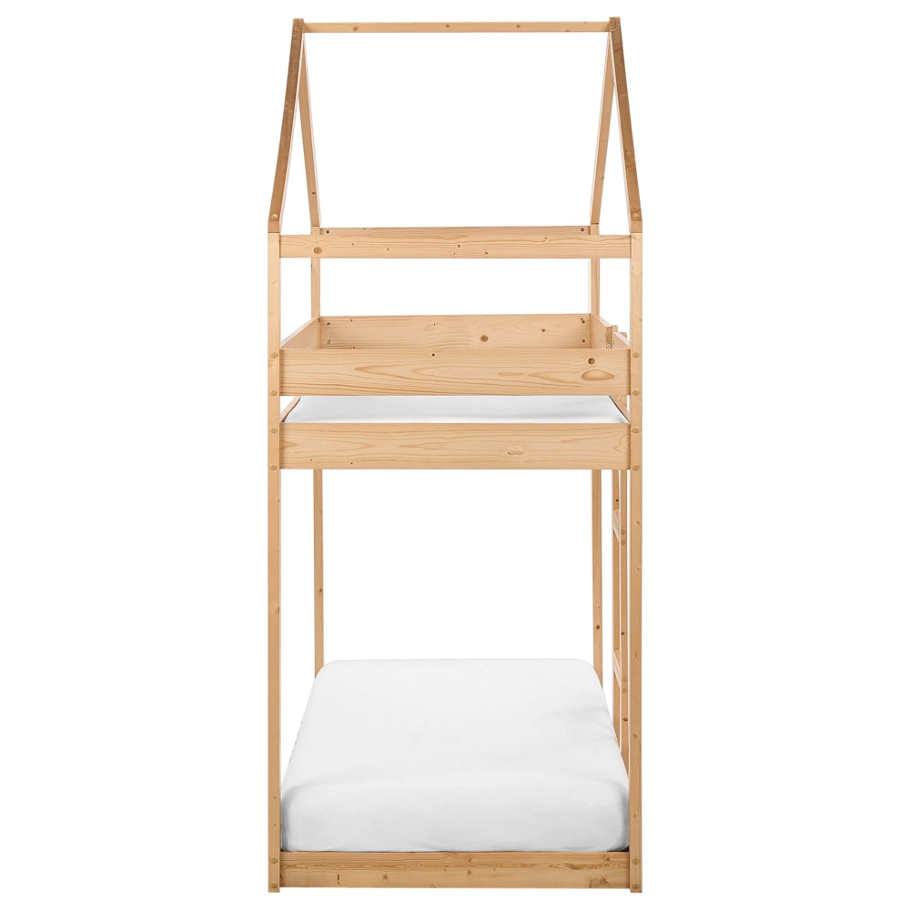 Letto a castello in marrone chiaro 90 x 200 cm letto cameretta a forma di casa