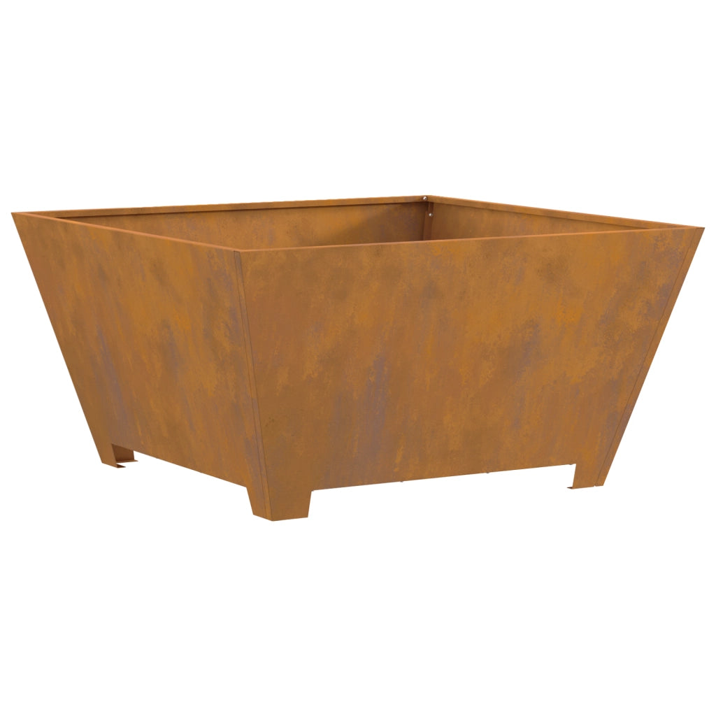 Focolare Quadrato 80x80x40 cm in Acciaio Invecchiato