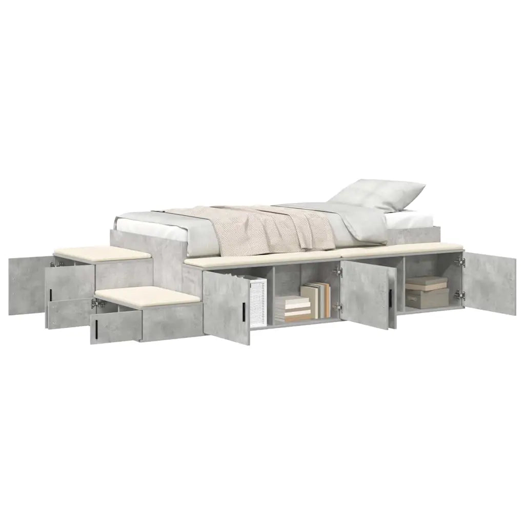 Struttura letto con contenitore Grigio cemento 75 cm 3335592