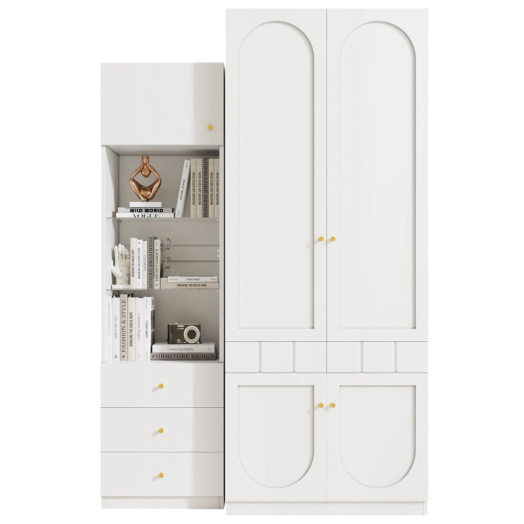 Set Armadio 2 Ante e Vetrina ¨C MINIMAL ¨C Bianco, 80x50x200 cm