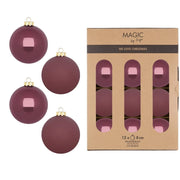 CONFEZIONE 12 PALLE IN VETRO ROSA ANTICO SCURO DIAMETRO 8 CM