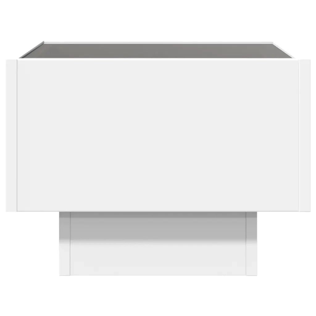 Comodino con LED Infinity-Tavolino da notte Bianco 40x40x30 cm