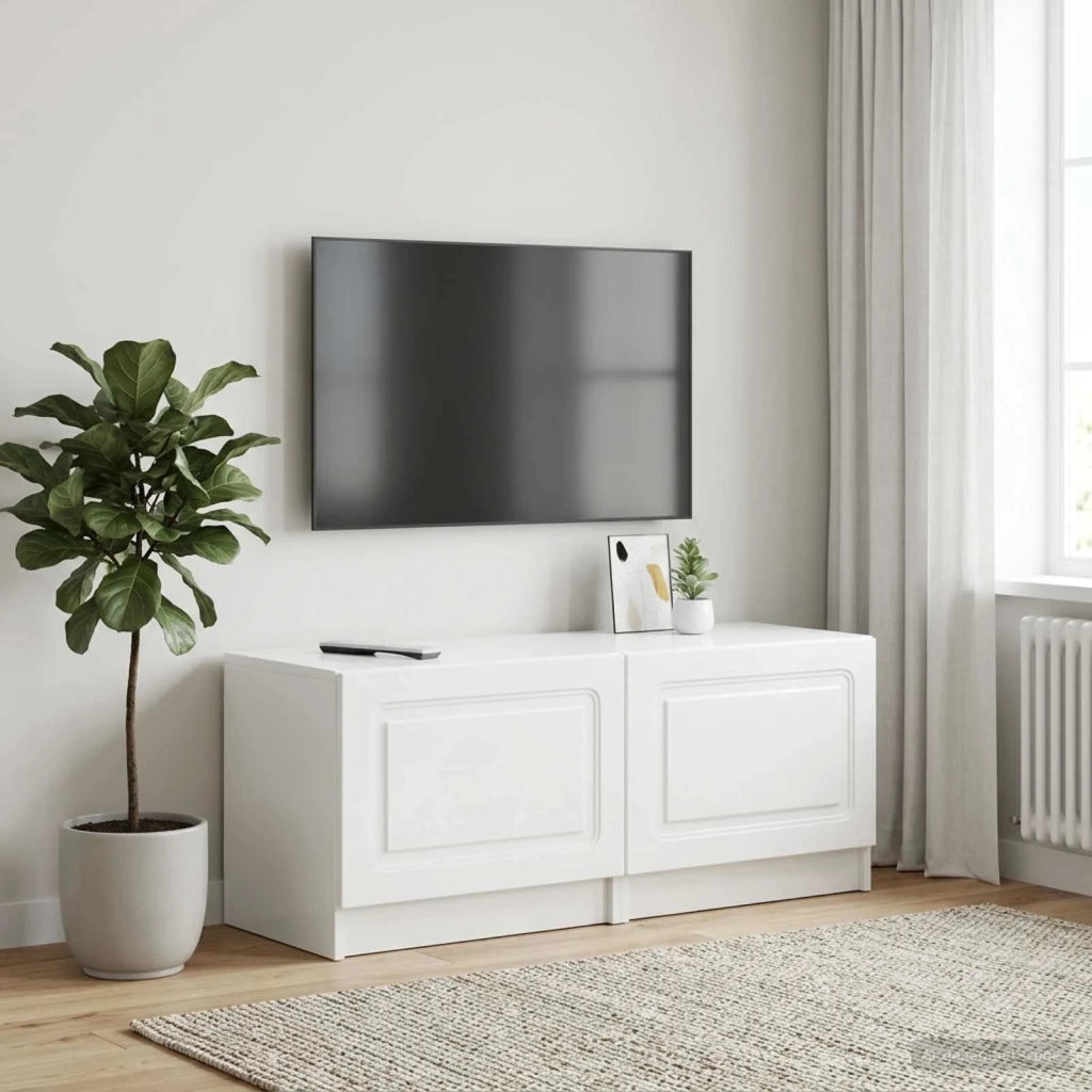 Mobile TV Bianco Lucido Legno ingegnerizzato 897779