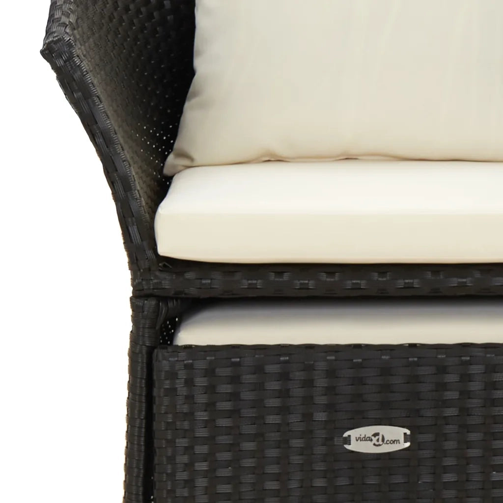 Set da Giardino 2 pz con Cuscini Nero in Polyrattan cod mxl 53677
