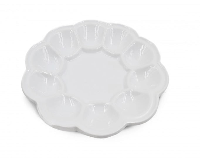Piatto Vassoio Aperitivo Scomparti per Salse in Porcellana Bianco 23 cm