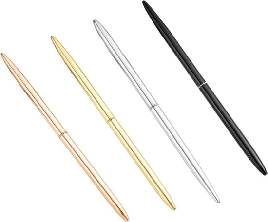 Set di penne metalliche da 4 pezzi con testine rotanti e inchiostro nero, design classico e professionale, penna retrattile per uomini e donne, adatta per ufficio, scuola e mondo dei affari
