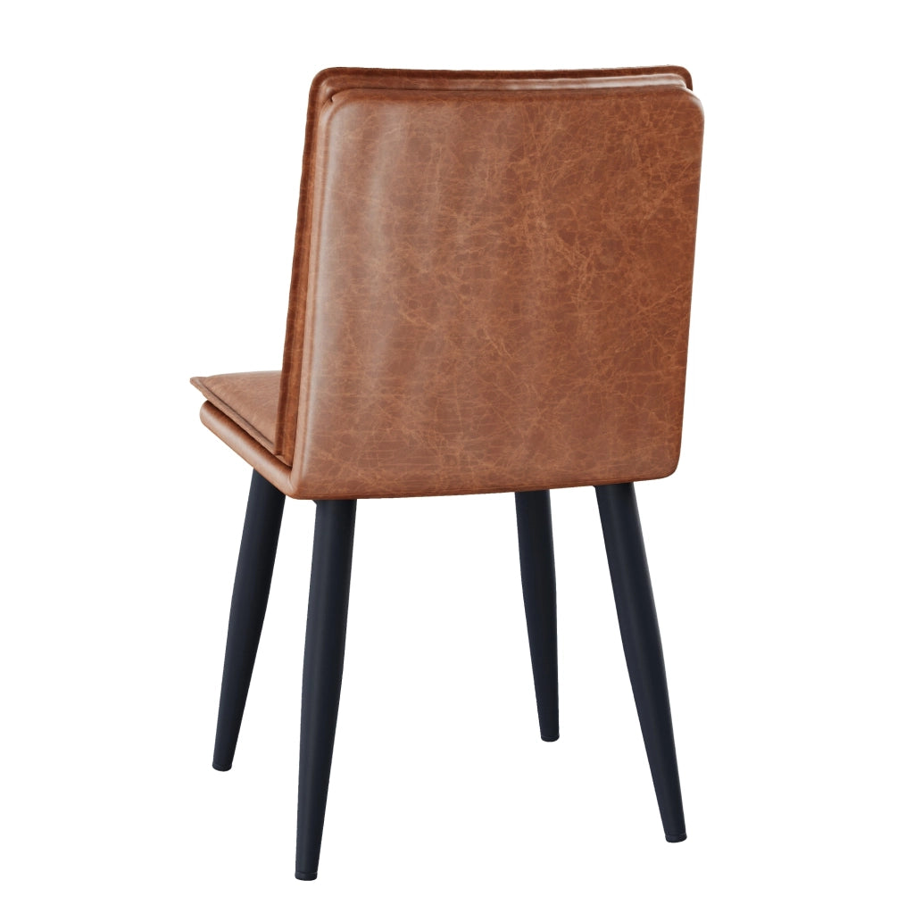 Set di 4 sedie da pranzo moderne in PU marrone con seduta doppio strato e gambe in metallo