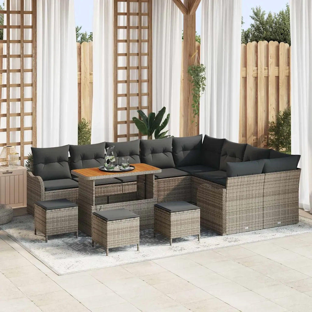 Set Divano da Giardino con cuscino con cuscino 13 pcs Grigio