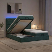 Letto Ottomano con Materasso e LED Verde Scuro 180 x 200 cm 3458517