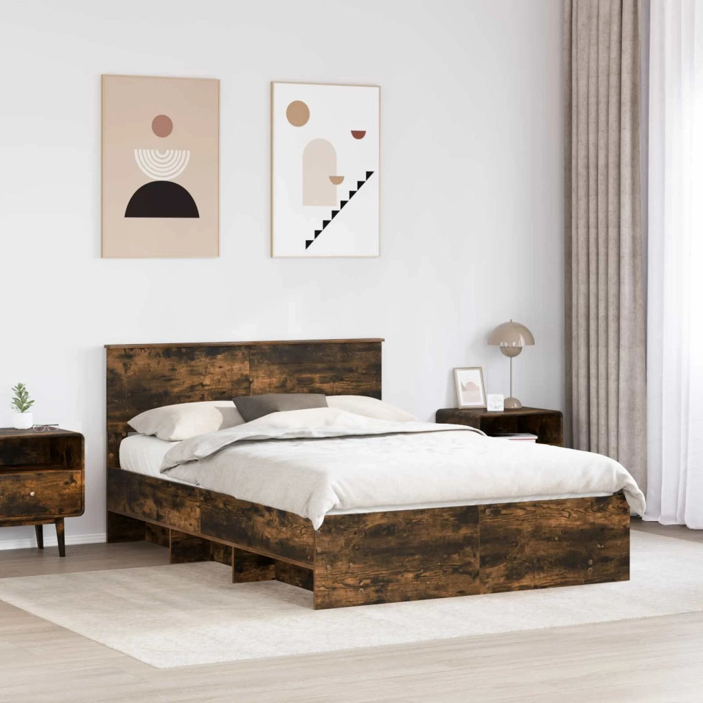 Struttura del letto Rovere fumé 150 x 200 cm Legno multistrato