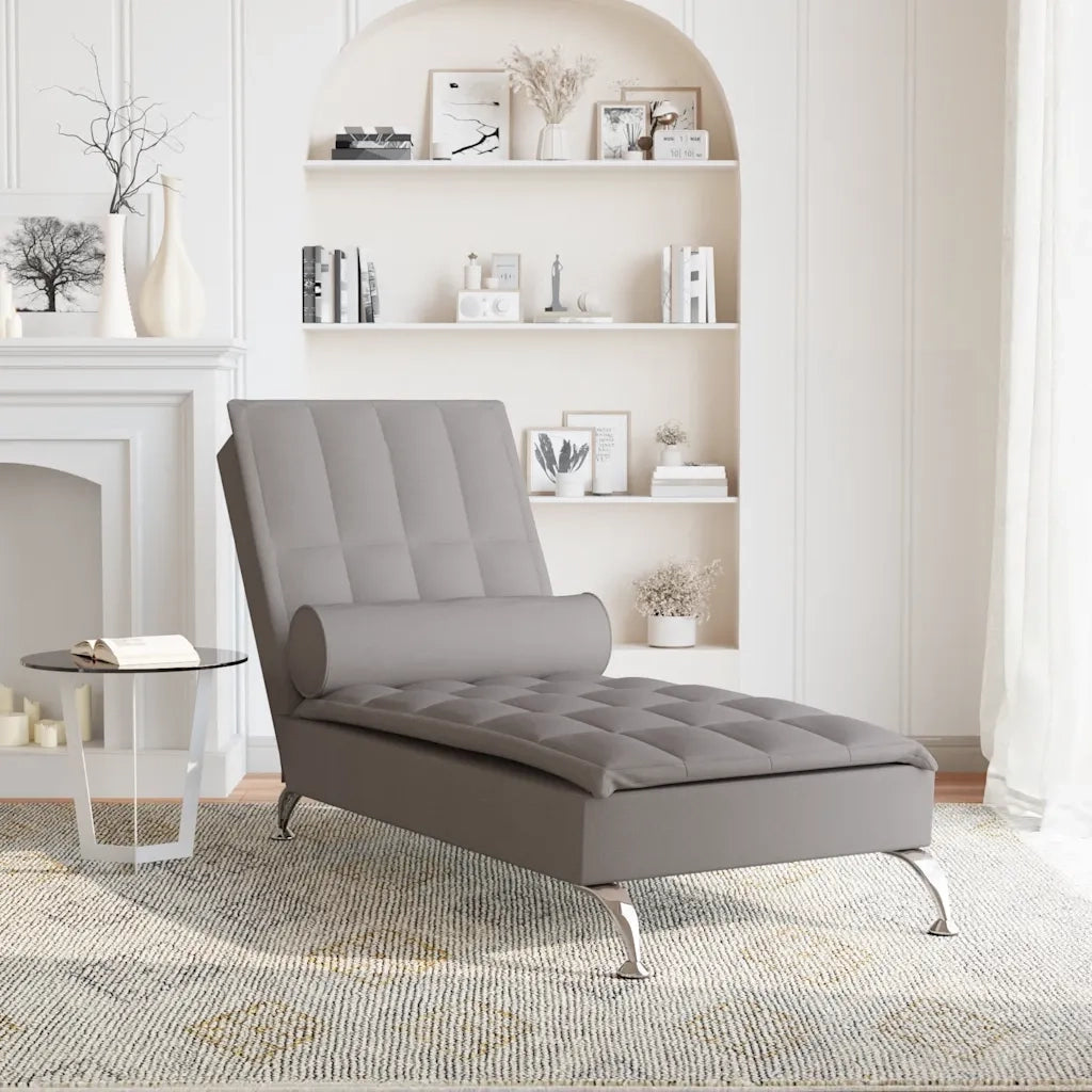 Chaise Longue Massaggi con Capezzale Tortora in Tessuto CFW2637992
