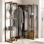 Armadio Camera da Letto Hollis, Guardaroba Grande 5 Ripiani, 130x167h cm Marrone Rovere