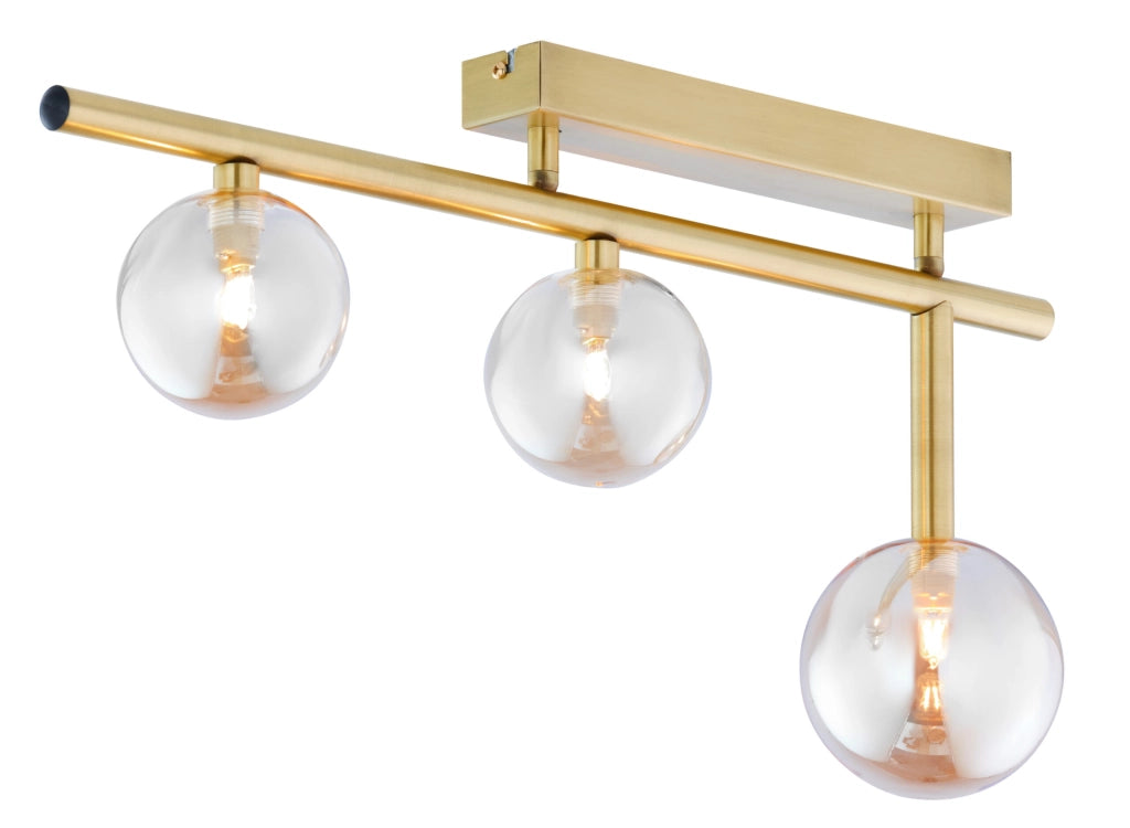 Plafoniera NEPTUN ottone patinato vetro 3xG9 Jupiter