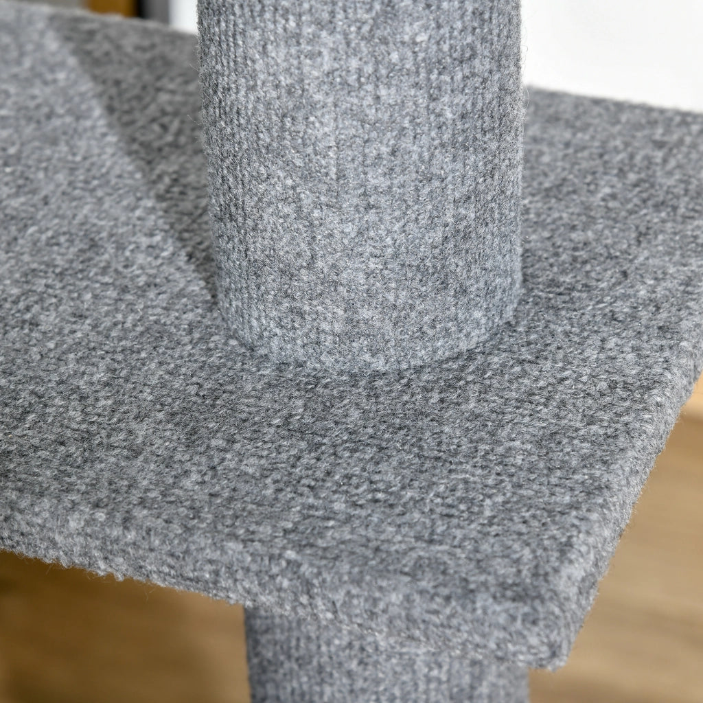 Tiragraffi regolabile da soffitto 228-260 cm, albero per gatti grigio con 4 piattaforme