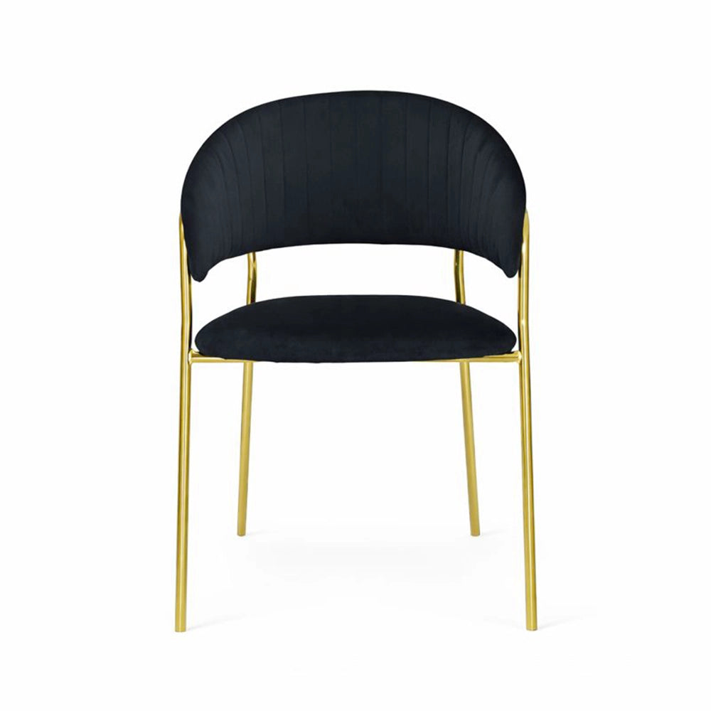 Sedie da sala da pranzo set da 4 Aurelia con schienale in velluto nero