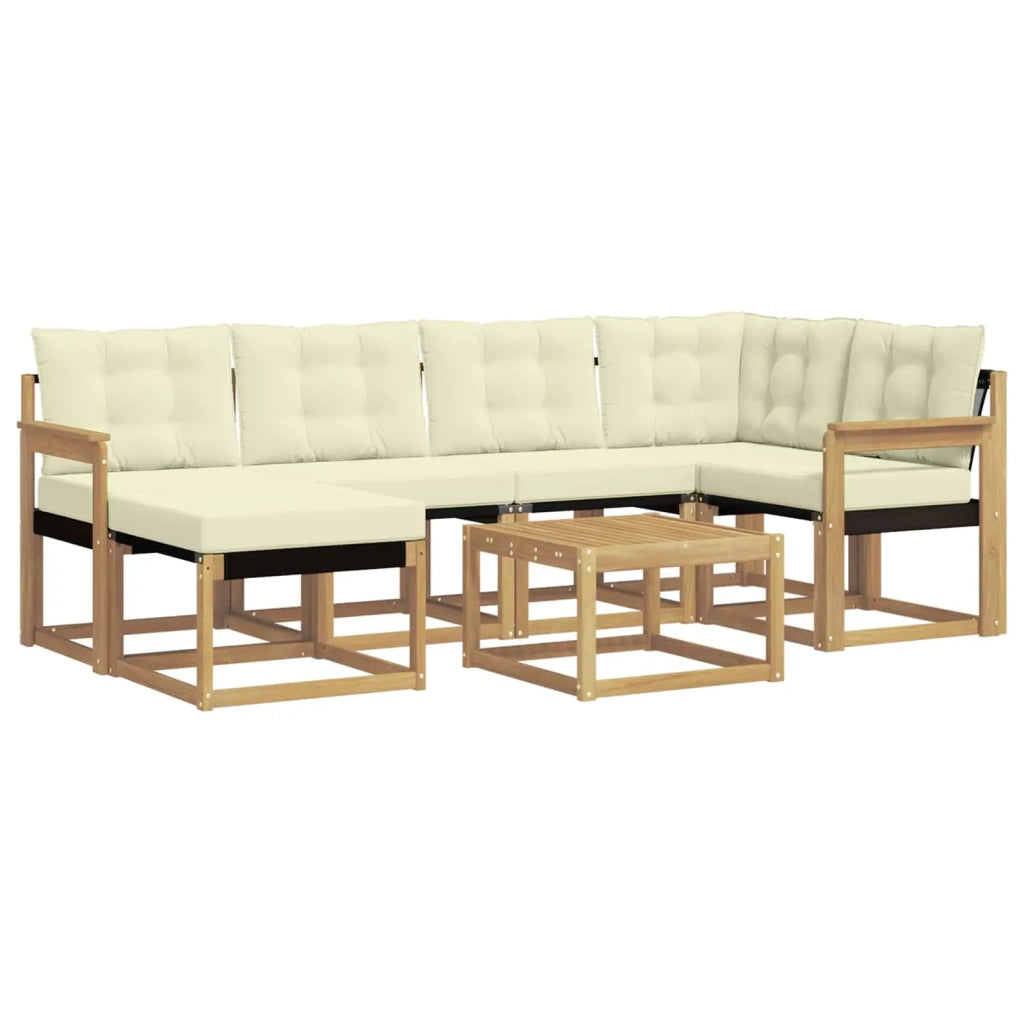 Set di divani da esterno con cuscino 7 pcs Bianco e Crema 3389660