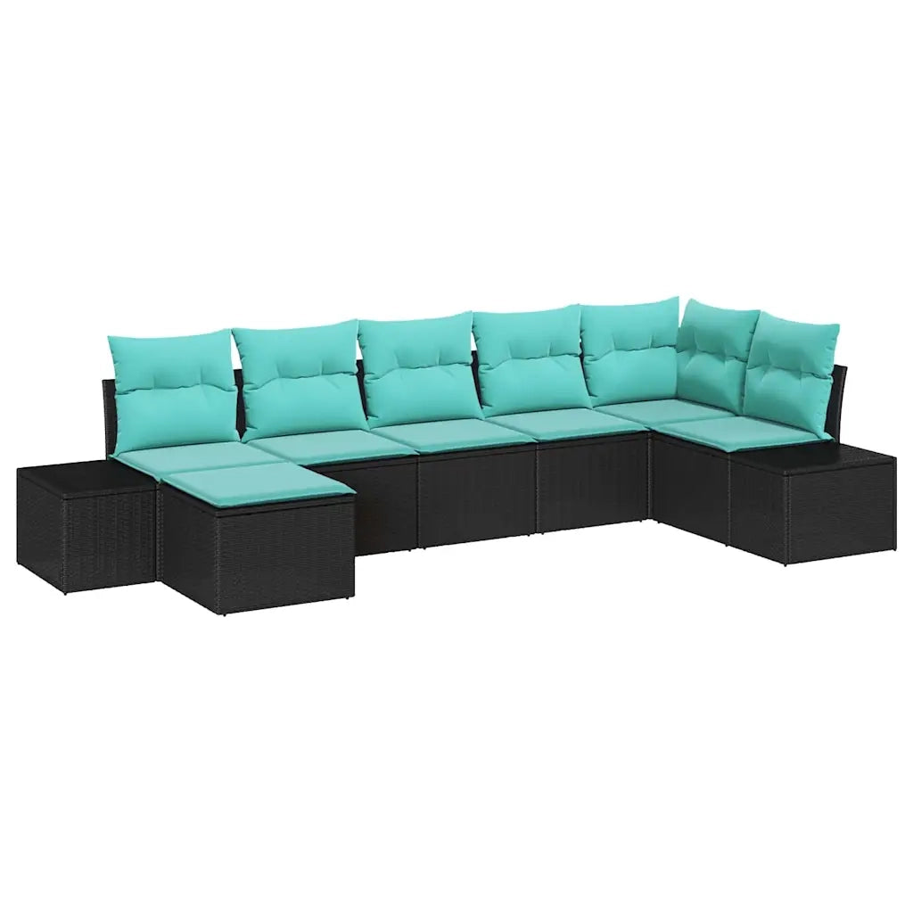 Set Divano da Giardino 7 pz Nero polyrattan 3347156