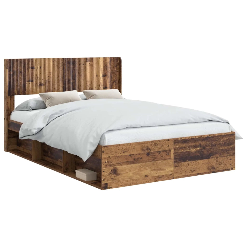 Struttura del letto con stoccaggio e testata Legno antico 3414217