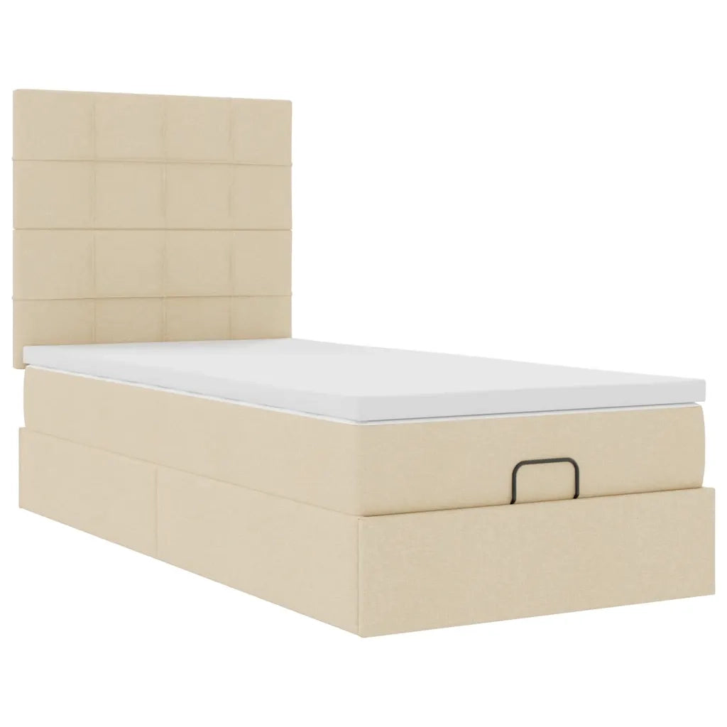 Struttura Letto Pouf con Materasso Crema 80x200 cm in Tessuto 3313117