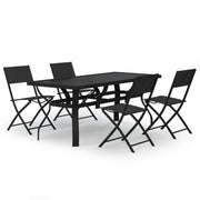 Set da pranzo da giardino per esterni da 5 pezzi mobili grigi e neri 02_0013798