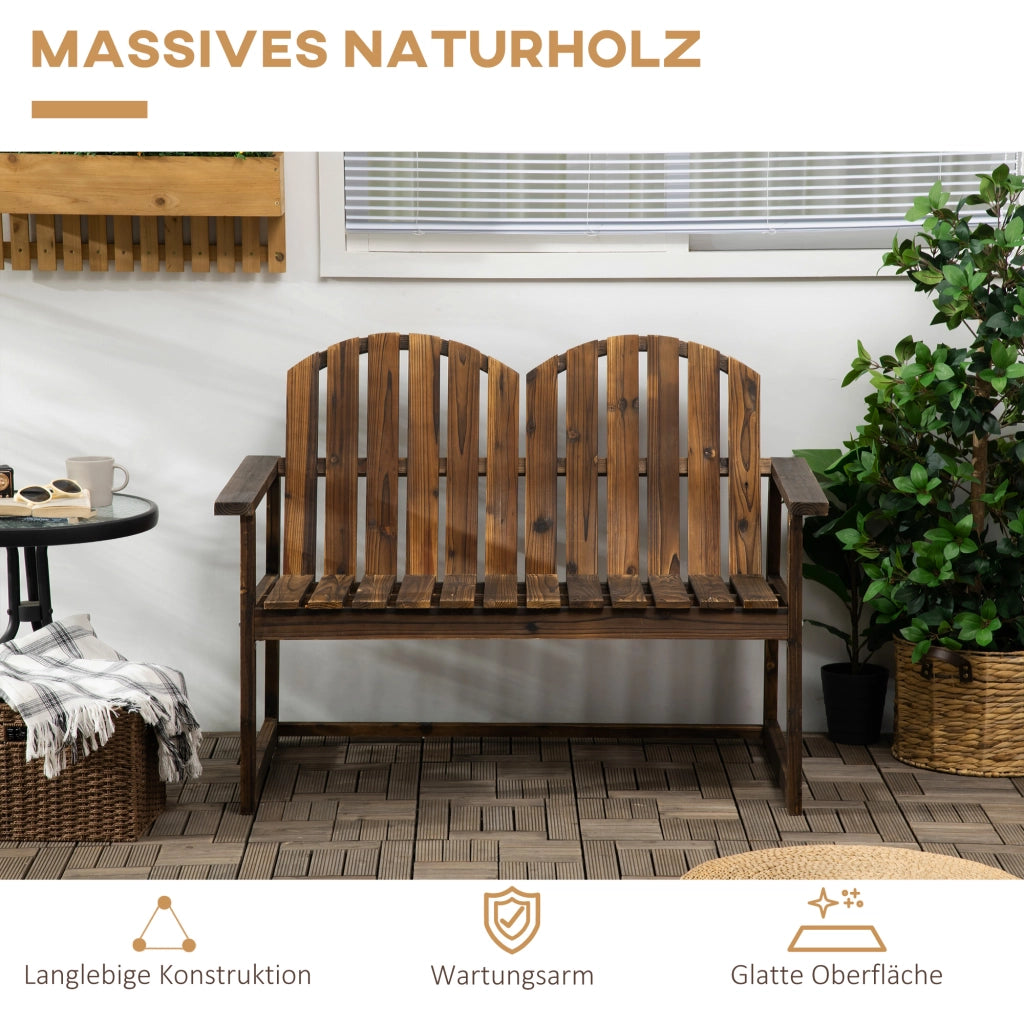 Panca Da Giardino 2 Posti In Legno Marrone 114 X 63 X 86 Cm Con Schienale E Braccioli