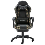 Sedia da Ufficio | Sedia da Gaming con Poggiapiedi Nera e Mimetica in Similpelle