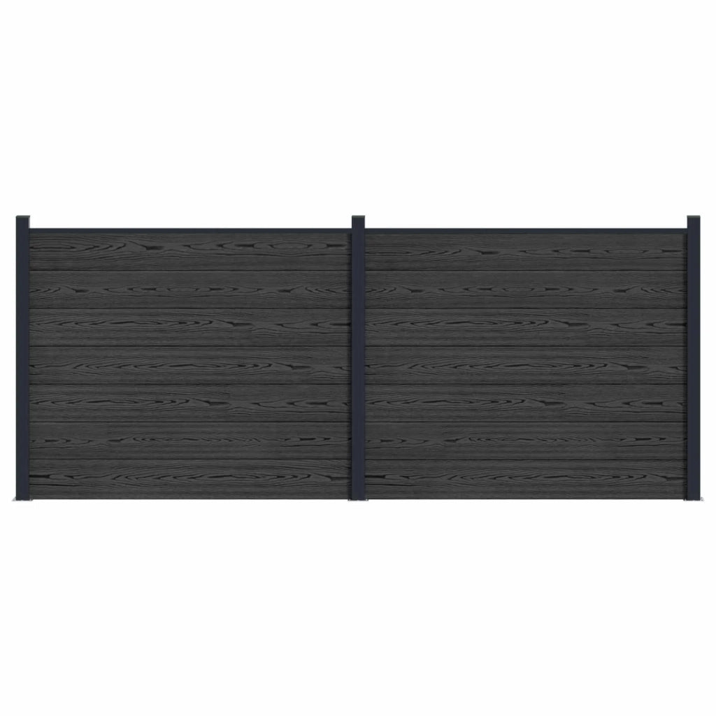 Pannello di Recinzione 2 pcs WPC e Alluminio Nero