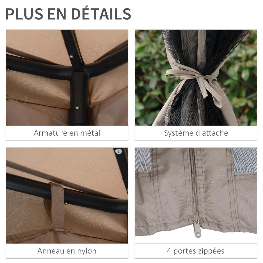 Gazebo da giardino 3x3 ¨C zephmum ¨C grigio impermeabile con zanzariere
