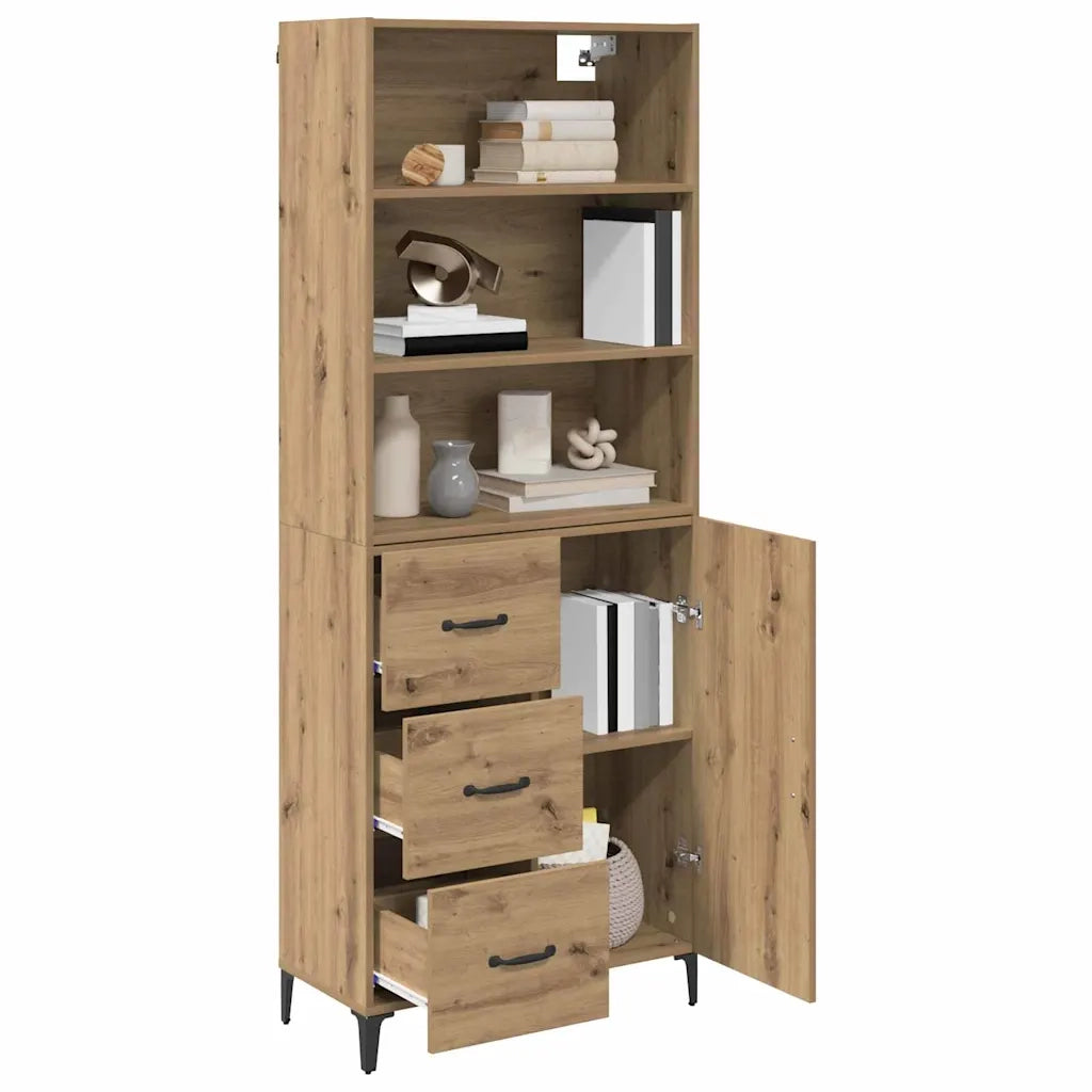 Credenza | Madia | Buffet da pranzo | Armadio da pranzo con cassetto Rovere artigianale 69,5 x 34 x 180 cm