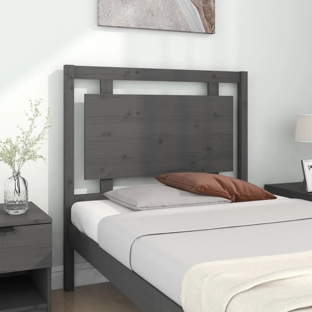 Testiera per Letto Grigia 95,5x4x100 cm Legno Massello di Pino 817922