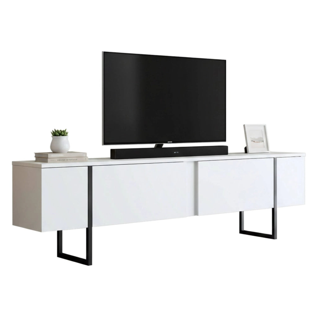 Abishia, Mobile Porta tv Cassetti, 180x30x50h cm Bianco