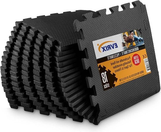 Mat extra spesso per pavimento - 18 pezzi (31 x 31 cm) - mat per fitness con 20% di protezione aggiuntiva - mat per puzzle sportivo per area fitness.