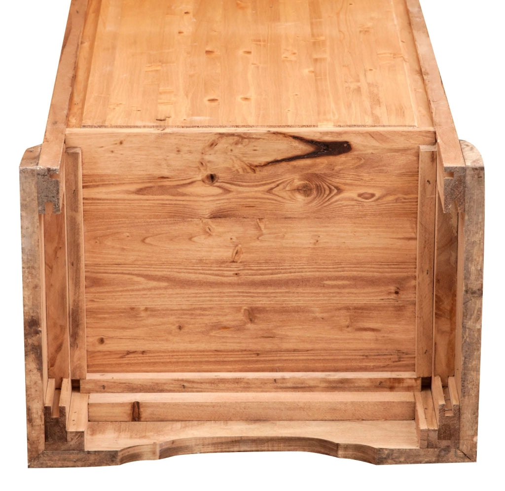 Biscottini Vetrina Country in legno massello di tiglio finitura naturale L55xPR43xH150 cm. Made in Italy
