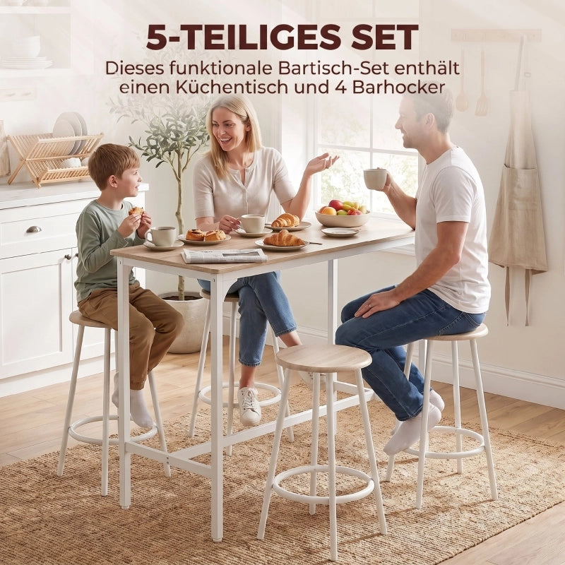 TAVOLO ALTO Set da 5 pezzi 110x50 cm Effetto rovere