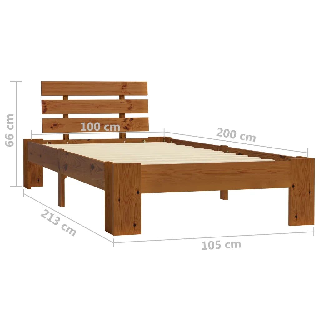 Giroletto-Struttura Letto Marrone in Legno Massello di Pino 100x200 cm