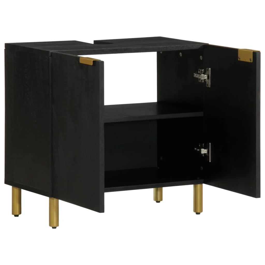 Mobile lavabo moderno con contenitore 62 x 33 x 58 cm stile industriale legno ingegnerizzato nero 02_0057722
