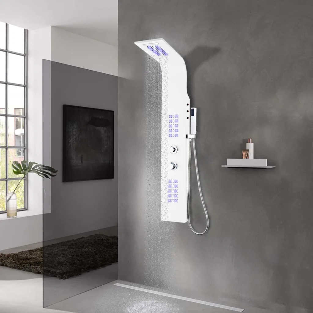 Pannello Doccia in Alluminio 20x44x130 cm Bianco CFW7381604