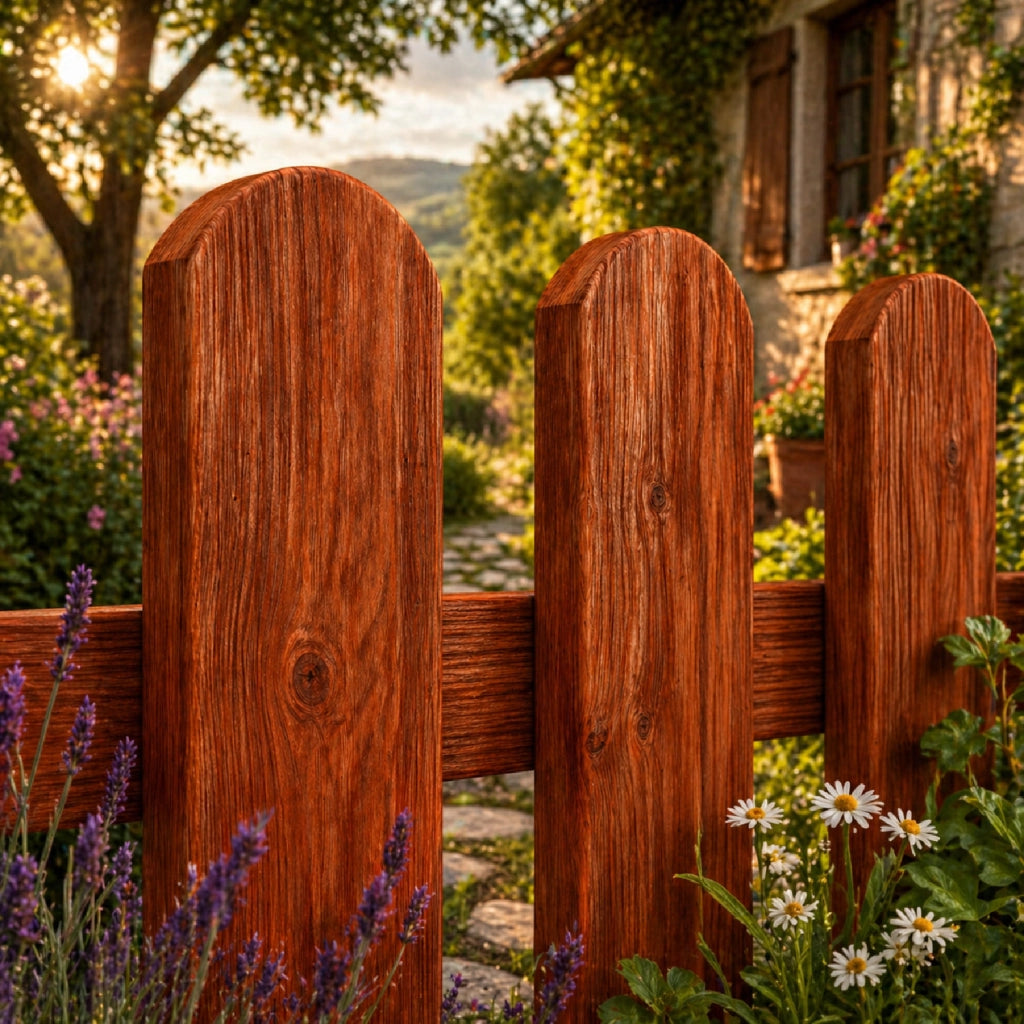 Staccionata In Legno Di Pino Per Giardino Orto E Recinzioni Decorative Con Doghe Arrotondate Barriera Outdoor Resistente Alle Intemperie 180 x 100 Cm Legno Scuro