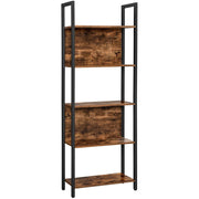 Libreria Valora Shelf in acciaio marrone rustico a 5 ripiani