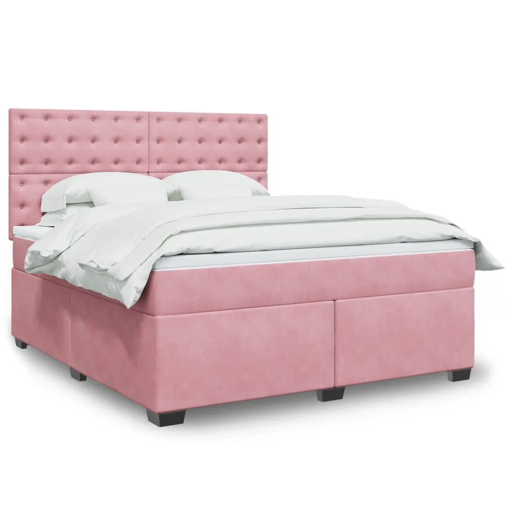 Giroletto a Molle con Materasso Rosa 180x200 cm in Velluto 3290995