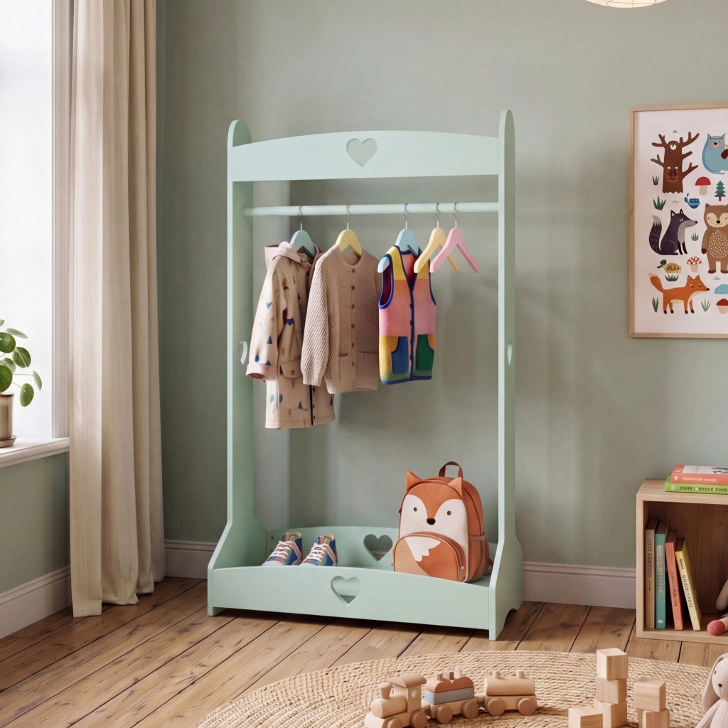 Appendiabiti da Terra Haandsvanssad per Cameretta 126x73x43 cm - Verde Menta [en.casa]