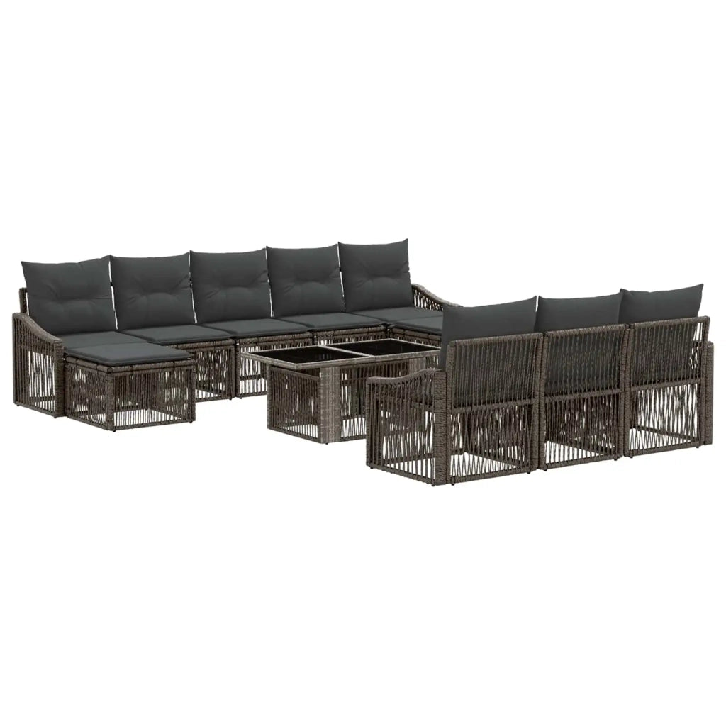 Set Divano da Giardino 11 pz Grigio e Grigio Scuro polyrattan 3437312