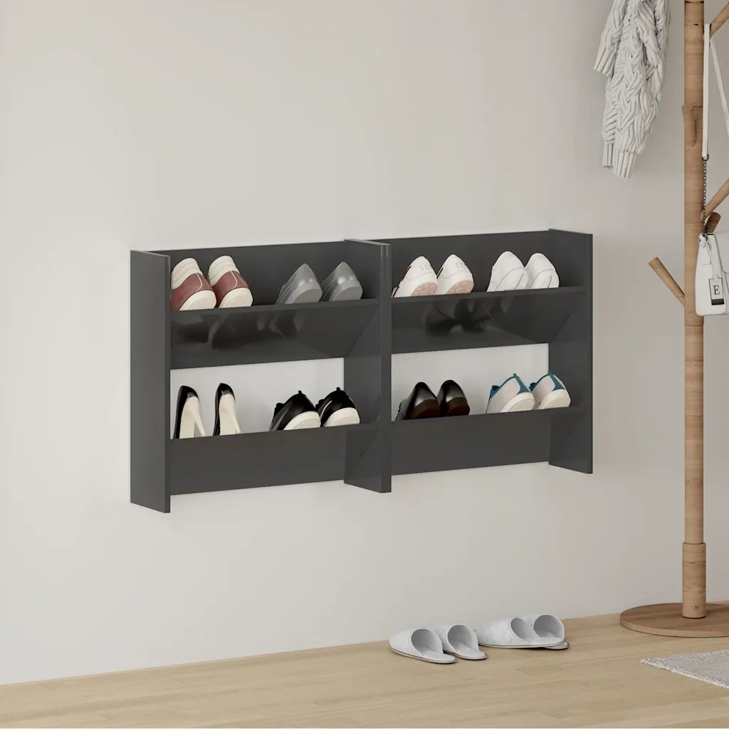 Scarpiere a Muro Grigio Lucido 2 pz 60x18x60 cm in Truciolato cod mxl 46310